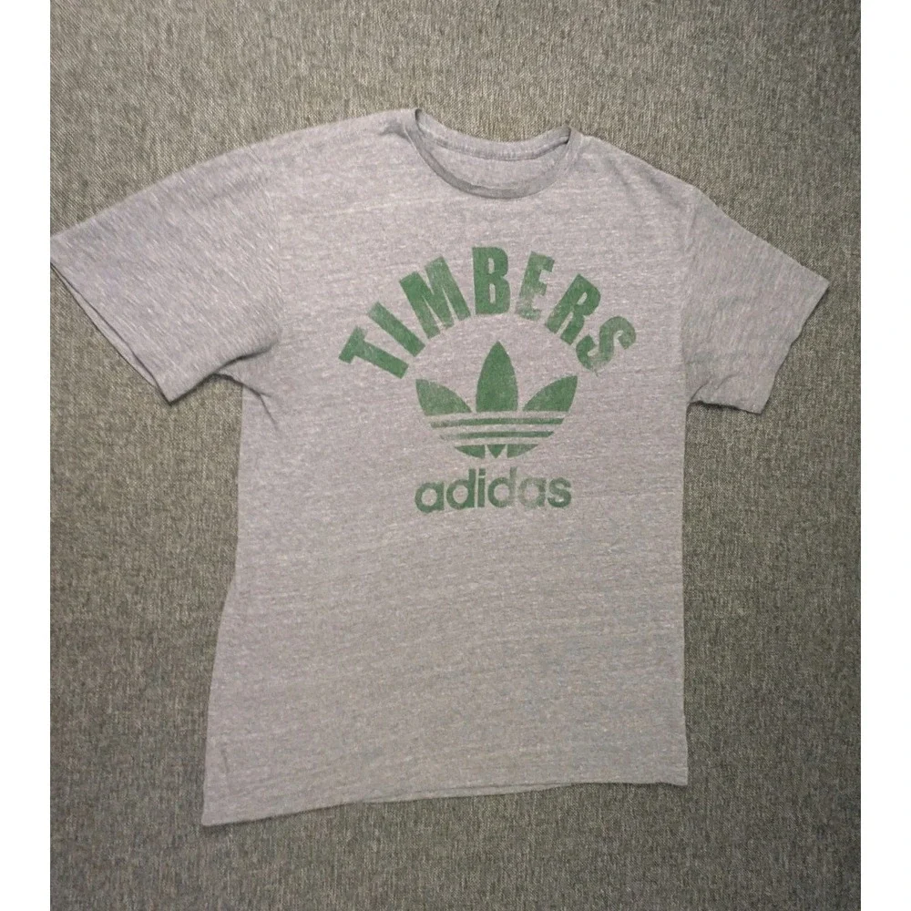 Adidas Men's Portland Timbers Gray Graphic Logo Crew Neck T-Shirt Size Medium